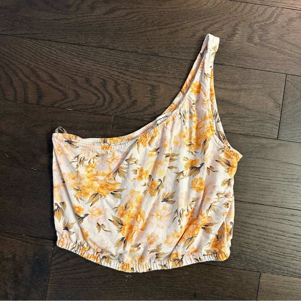 NEW American Eagle Crop Top One Shoulder Floral Linen Viscose Blend | Small